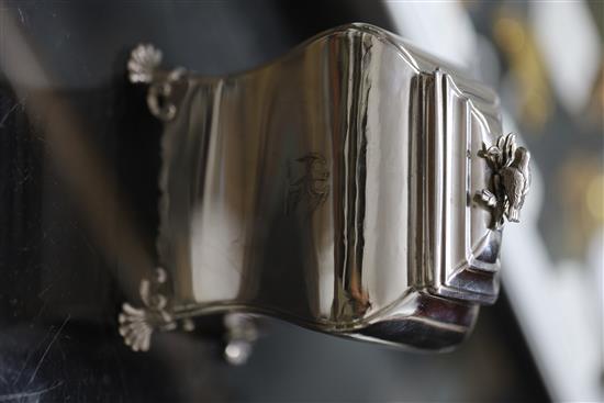 A good cased of three late George II silver graduated tea caddies, by Pierre Gillois, in original shagreen box, tallest 12.8 cm